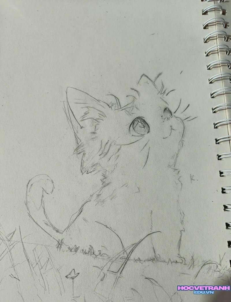 tranh vẽ mèo cute