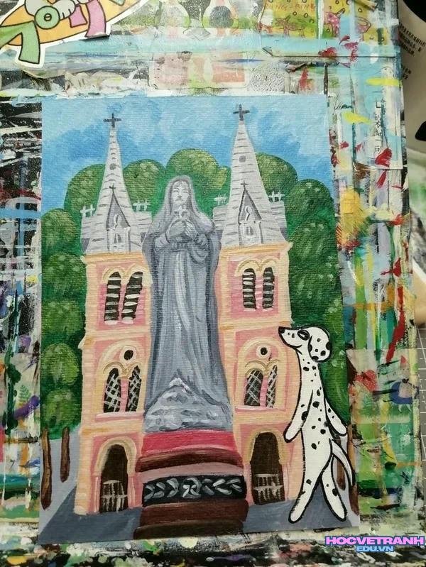 tranh vẽ nhà thờ tô màu