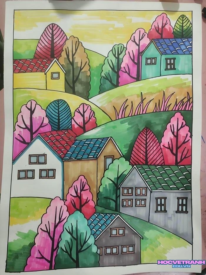 tranh vẽ quê hương