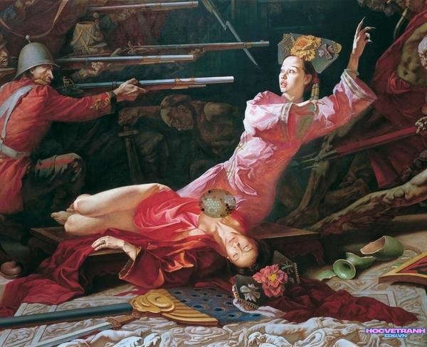 tranh vẽ trang phục xưa