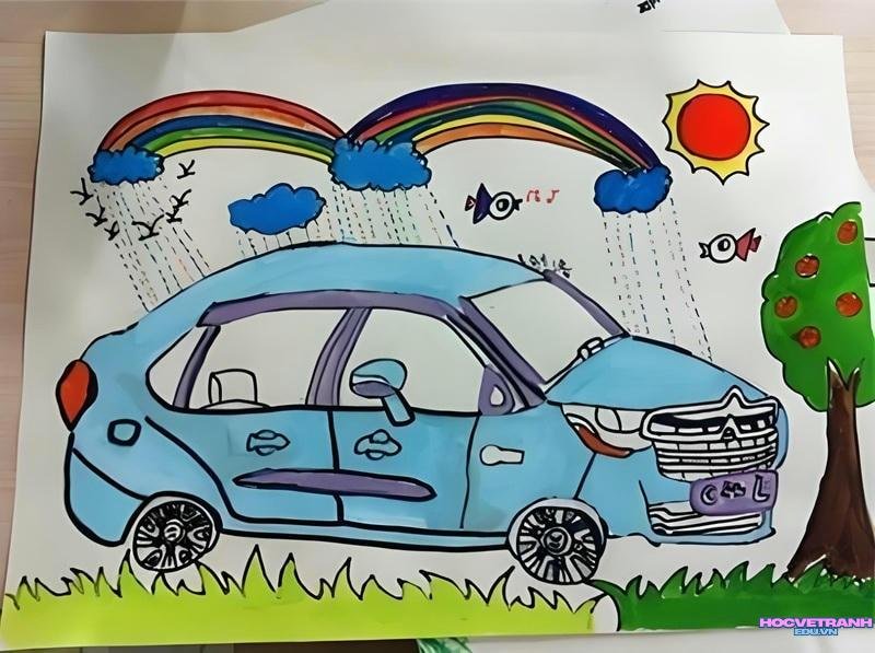 tranh vẽ về chiếc ô tô mơ ước​