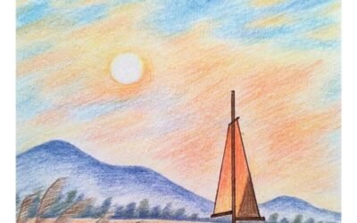 tranhh thuyền và hoàng hôn