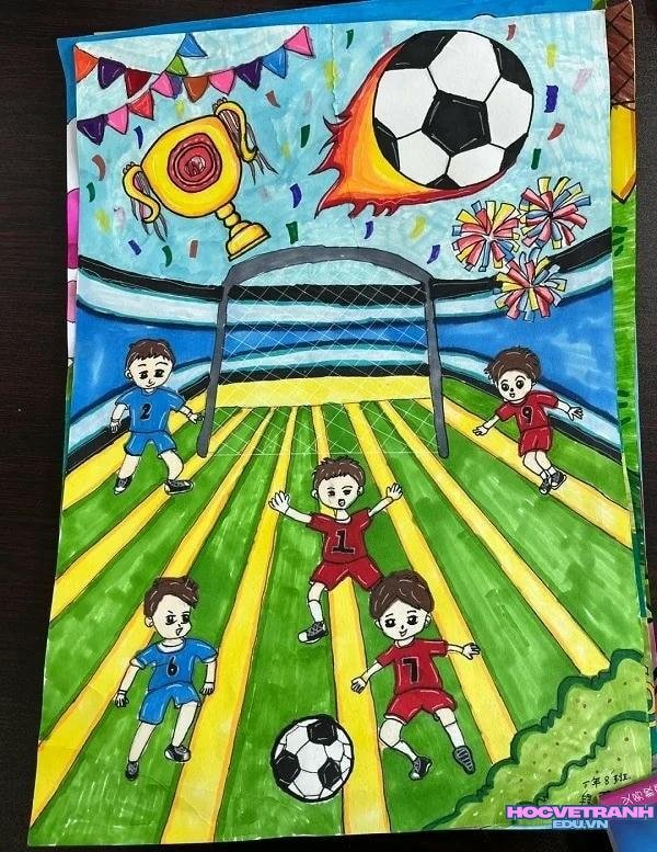 vẽ bạn bè đá bóng