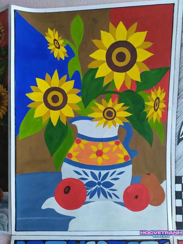 vẽ bình hoa đơn giản