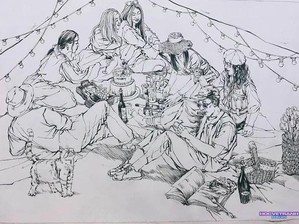 vẽ bức tranh chúc mừng sinh nhật