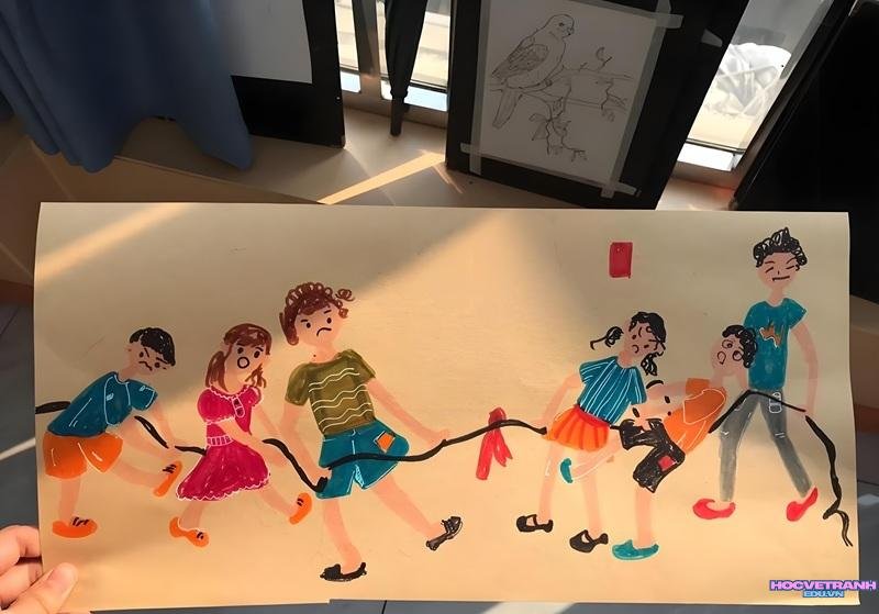 vẽ cảnh đấu kéo co