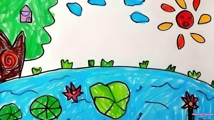 vẽ cảnh đồng quê đơn giản