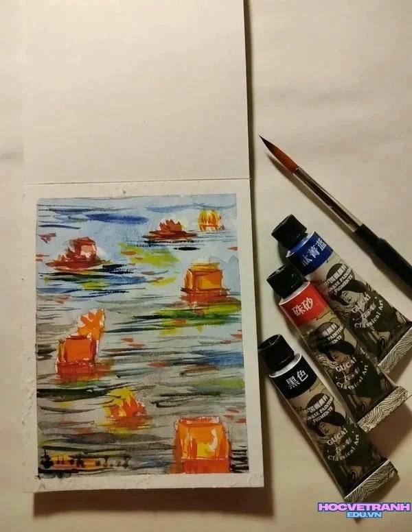 vẽ cảnh hội thắp đèn