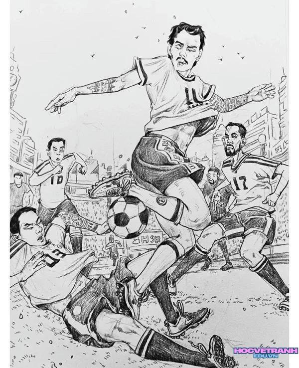 vẽ cầu thủ bằng chì