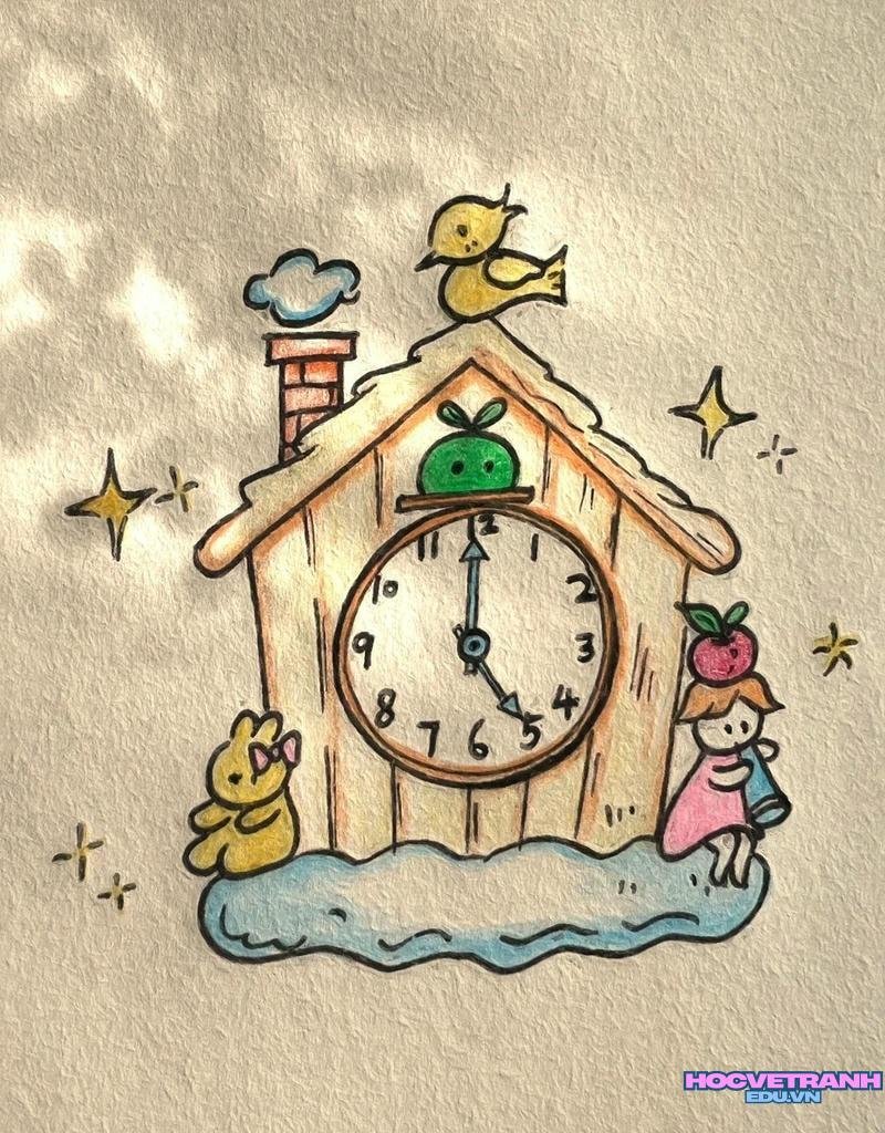 vẽ chiếc đồng hồ xinh