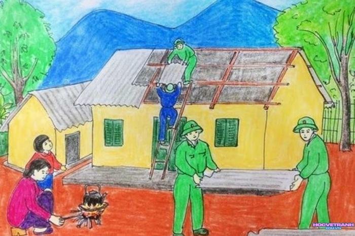 vẽ chú bộ đội đơn giản