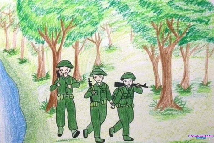 vẽ chú bộ đội lớp 1
