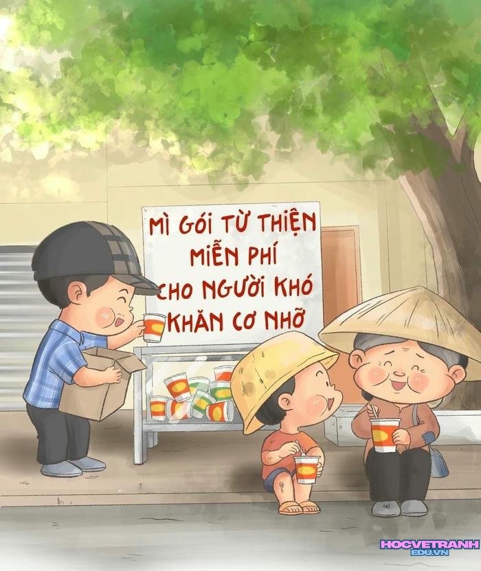 vẽ chủ đề ngôi nhà yêu thương