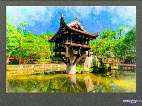 vẽ chùa 1 cột đơn giản