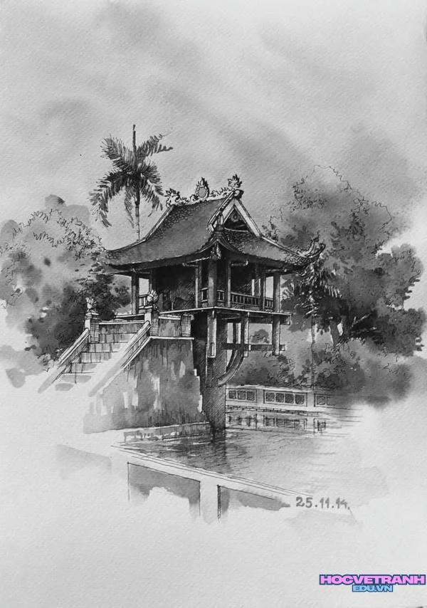 vẽ chùa một cột hà nội