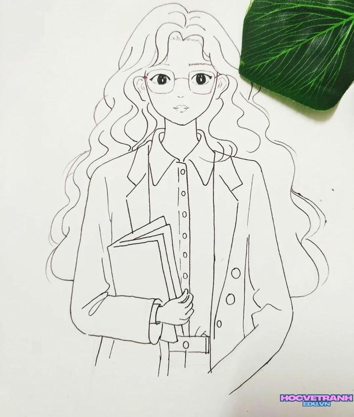 vẽ cô giáo bằng bút chì