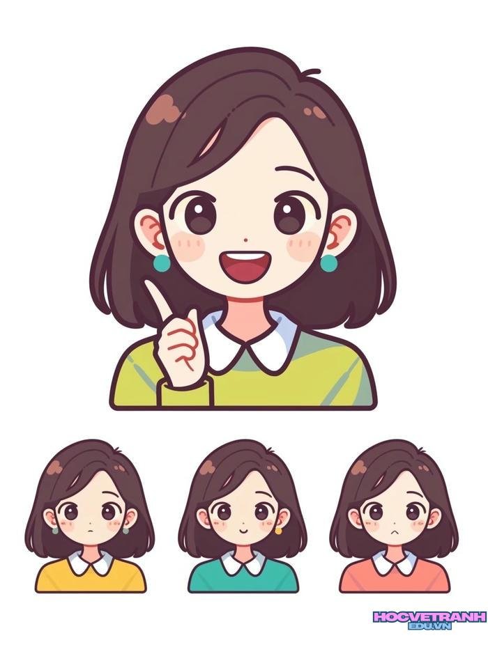 vẽ cô giáo vui vẻ