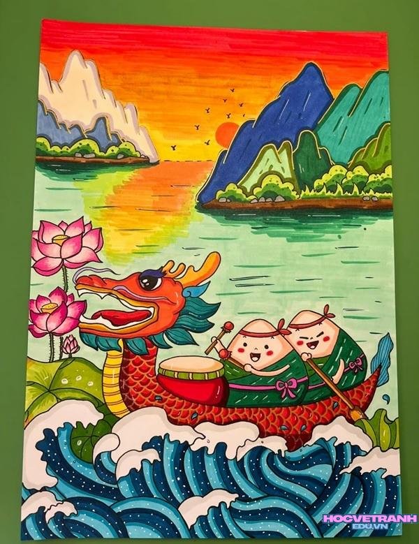 vẽ cờ hoa lễ hội