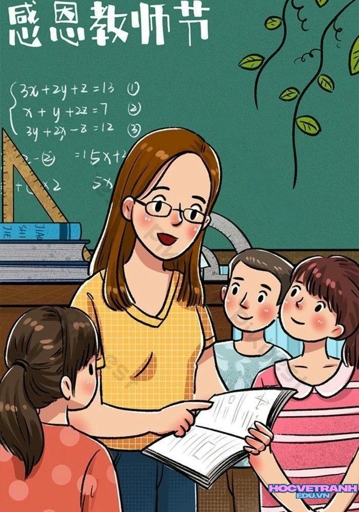 vẽ cô và học sinh