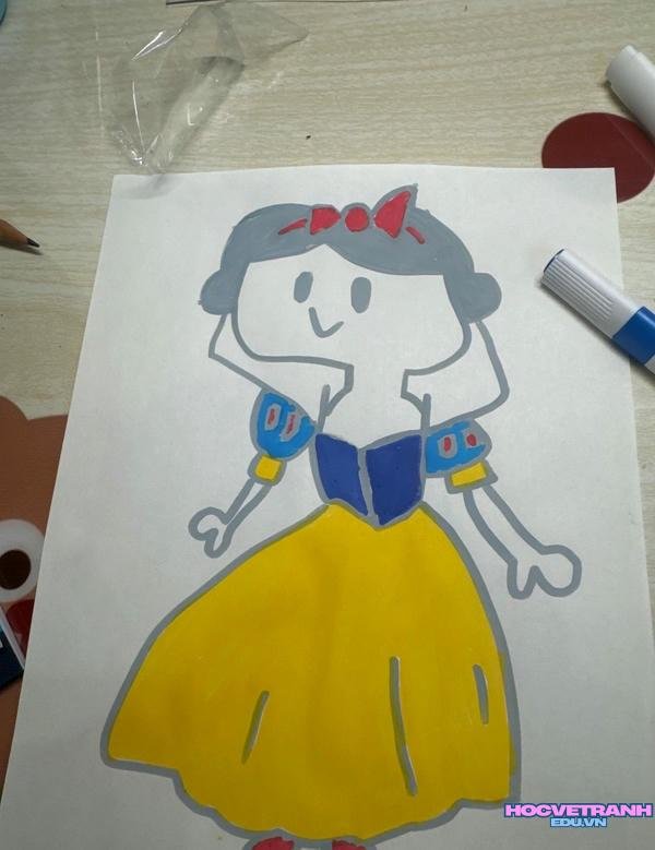 vẽ công chúa đơn giản cho bé