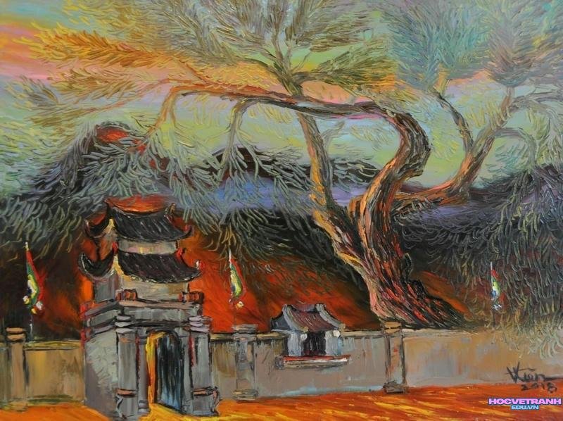 vẽ cổng làng cổ kính