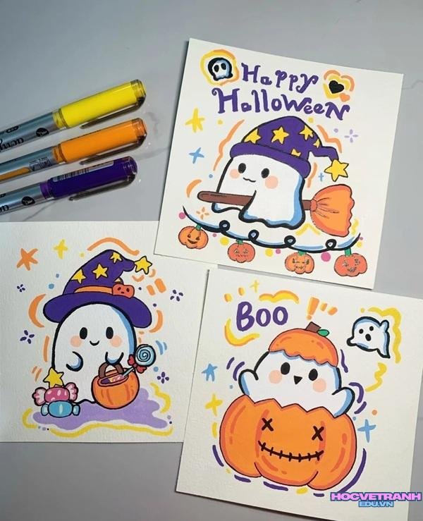 vẽ đèn lồng bí ngô