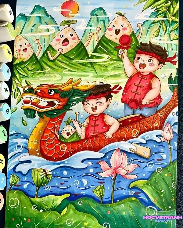 vẽ đội đua thuyền nam