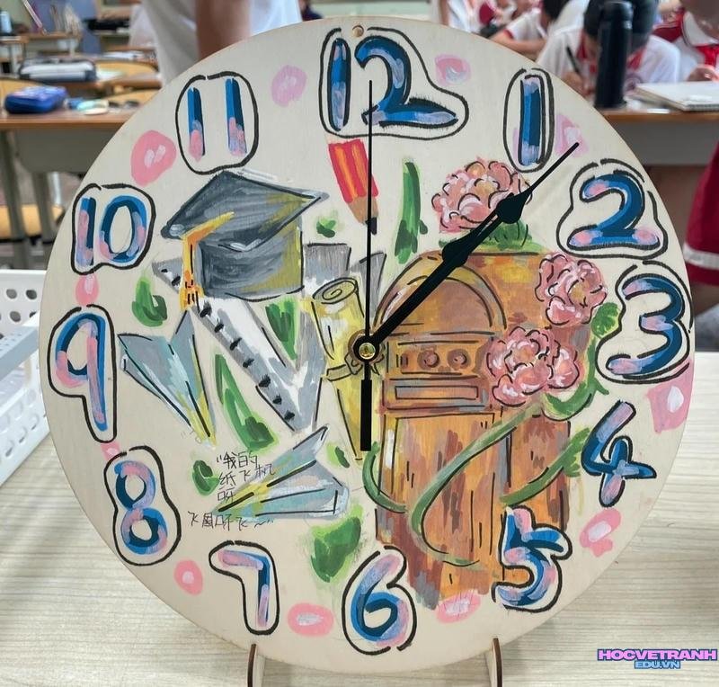 vẽ đồng hồ màu sáp