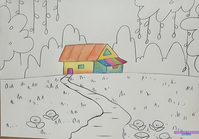 vẽ đồng quê đơn giản