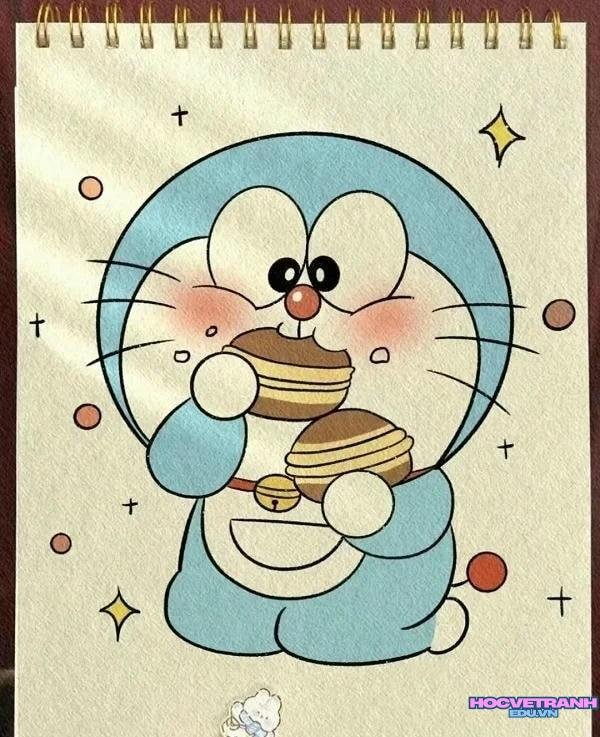 vẽ doremon ăn bánh rán