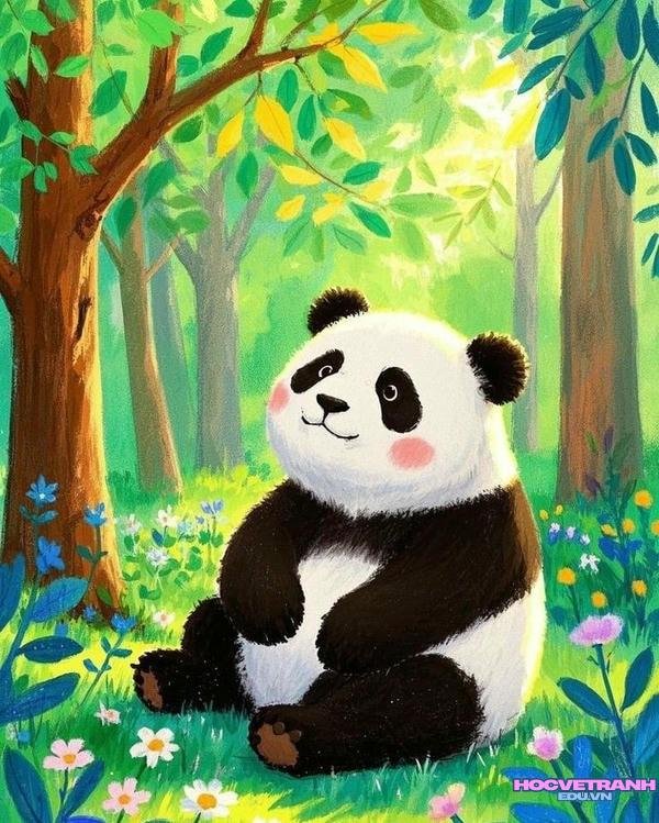 vẽ gấu trúc ăn tre