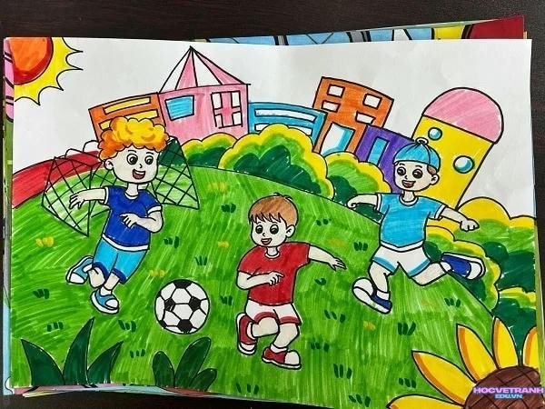 vẽ góc sân vận động