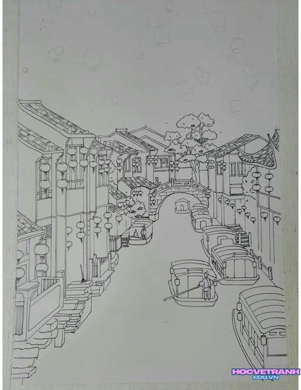 vẽ hoa đăng đơn giản