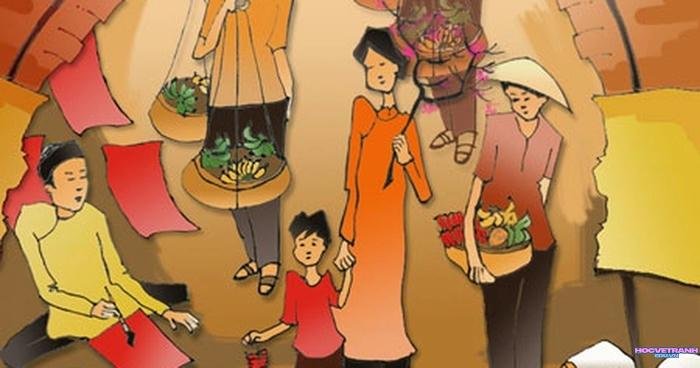 vẽ hội chợ tết