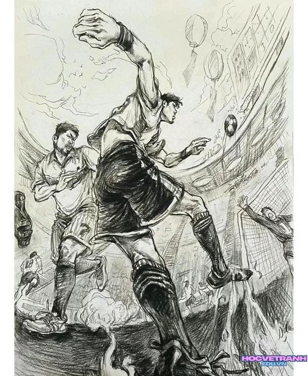 vẽ nét vẽ bóng đá