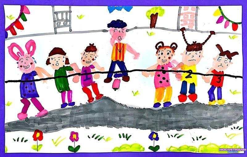 vẽ người chơi kéo co