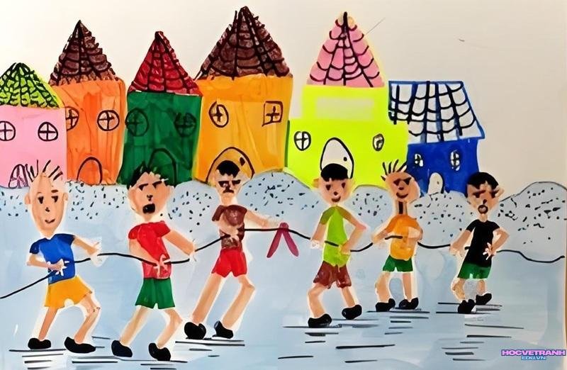 vẽ nụ cười kéo co