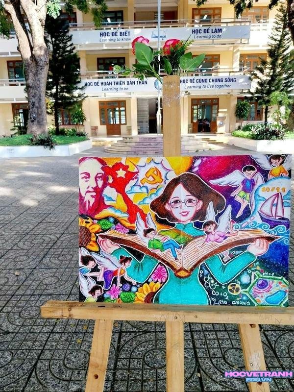 vẽ trái đất nở hoa