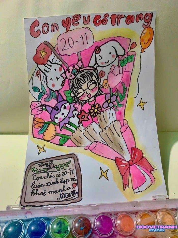 vẽ tranh 20 11 với trường học