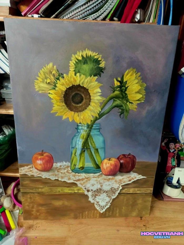 vẽ tranh acrylic cho phòng khách