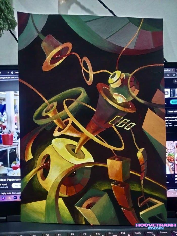 vẽ tranh acrylic với kỹ thuật đổ màu