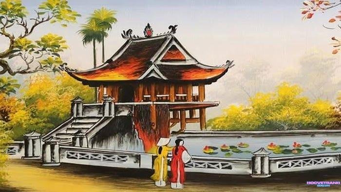 vẽ tranh áo dài dễ vẽ