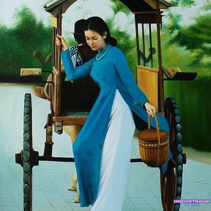 vẽ tranh áo dài hiện đại