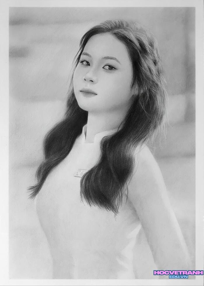 vẽ tranh áo dài nữ sinh