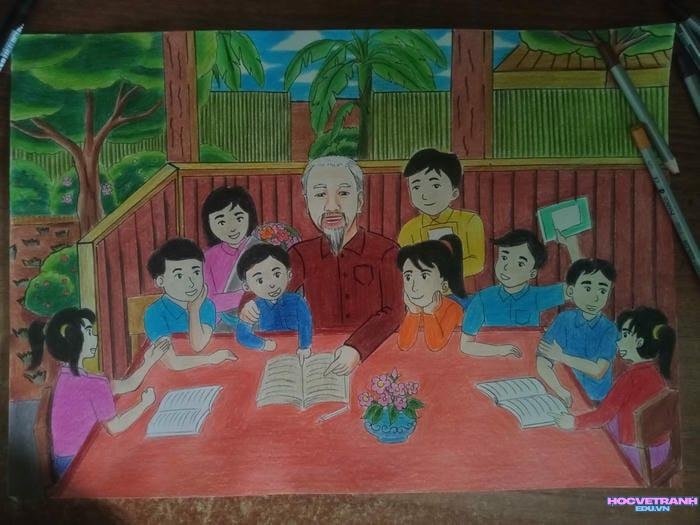 vẽ tranh bác hồ