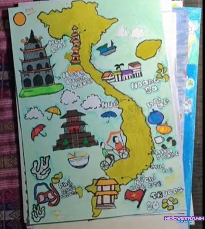 vẽ tranh bản đồ việt nam ấn tượng