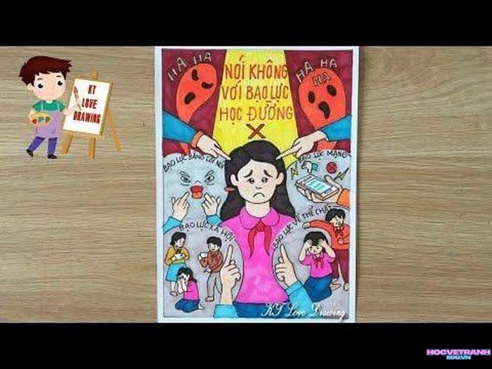 vẽ tranh bạo lực học đường ấn tượng