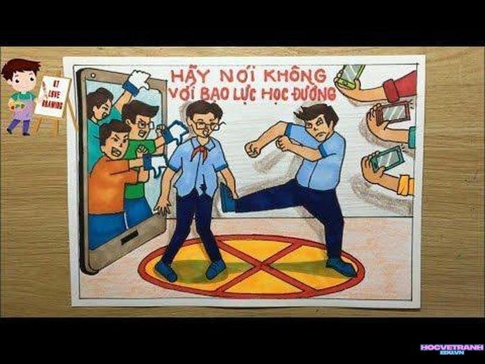 vẽ tranh bạo lực học đường cho học sinh