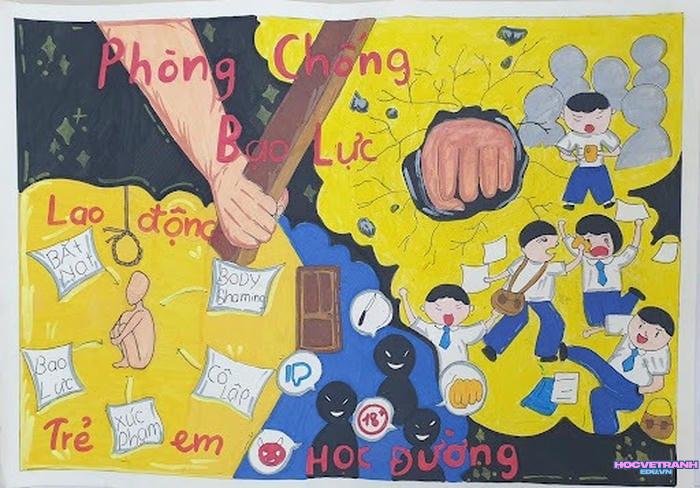 vẽ tranh bạo lực học đường với tổn thương
