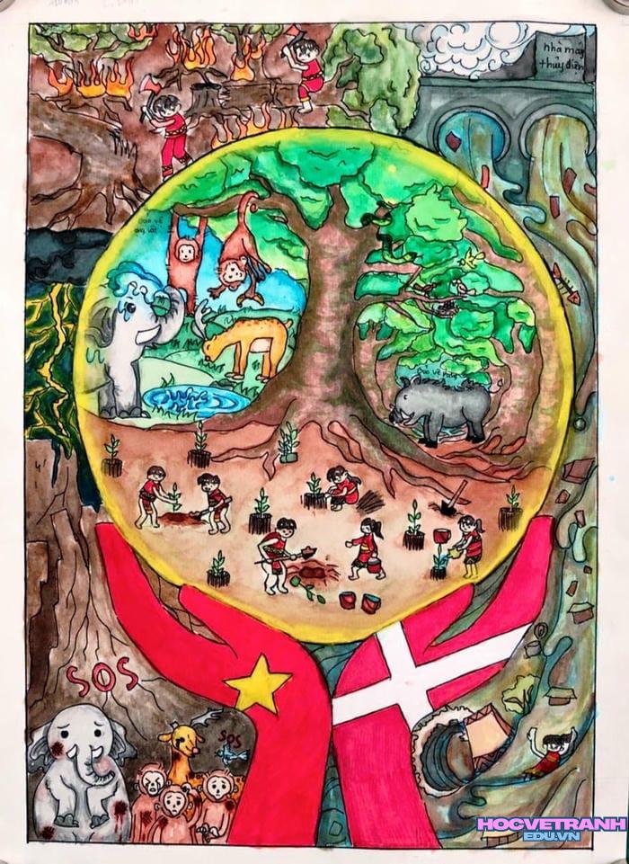 vẽ tranh bảo vệ động vật hoang dã và sự sống